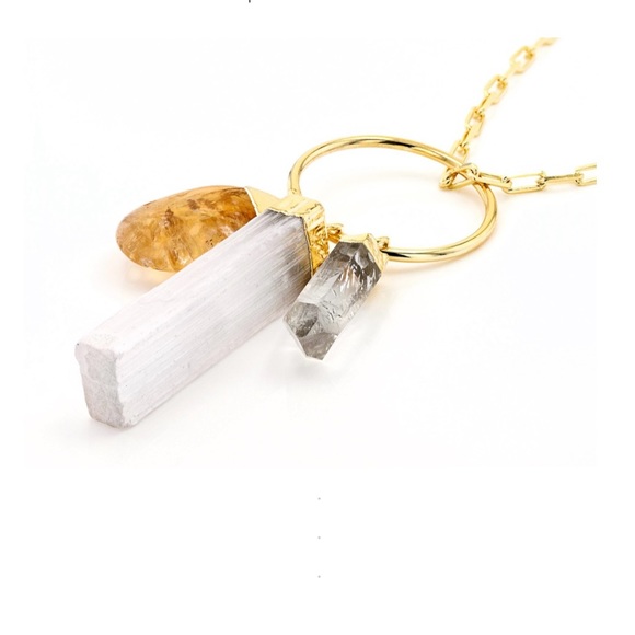 Crystal Quartz, Citrine, & Selenite Necklace - Picture 3 of 3